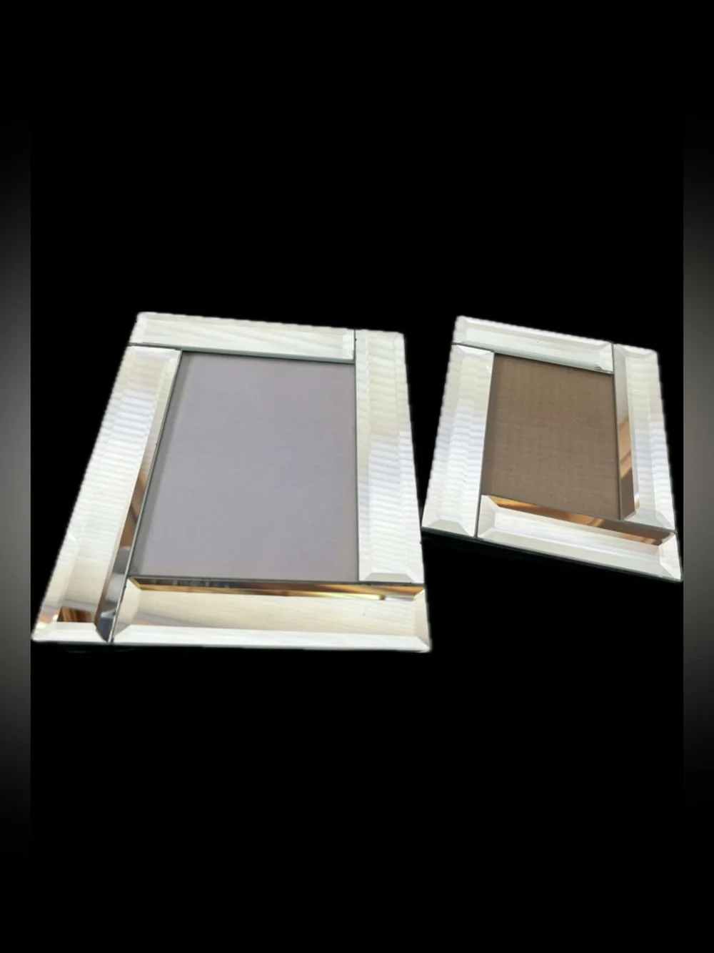 🪩2–Pair of Beveled Mirror 4-Piece Photo Frames - Silver Mirror Finish Glass